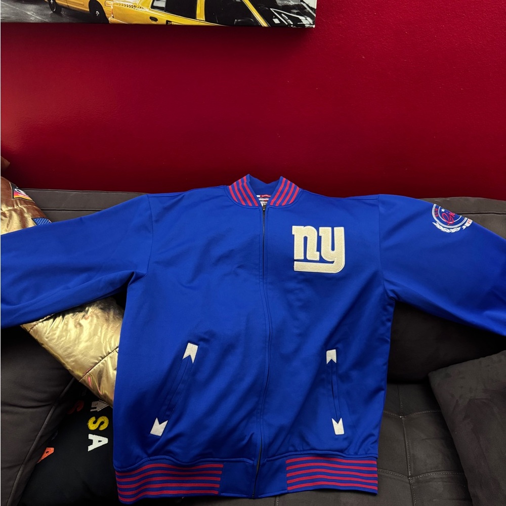 Mitchell & Ness Blue Varsity Jacket with Giants NY Logo